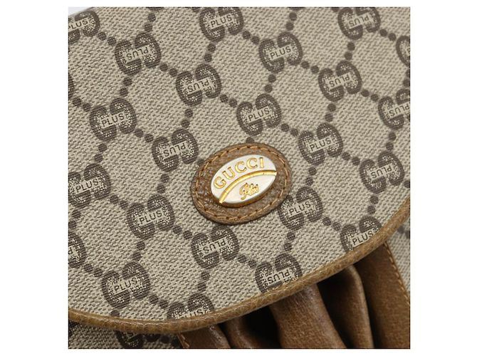 Borsa a Spalla GUCCI GG Plus Supreme in Pelle PVC Beige Oro Auth th6331 D'oro - vista 17