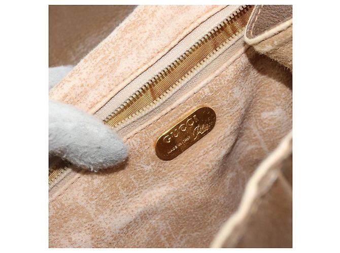 Borsa a Spalla GUCCI GG Plus Supreme in Pelle PVC Beige Oro Auth th6331 D'oro - vista 18