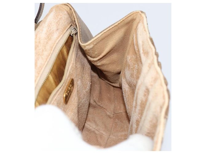 Borsa a Spalla GUCCI GG Plus Supreme in Pelle PVC Beige Oro Auth th6331 D'oro - vista 19