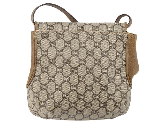 Borsa a Spalla GUCCI GG Plus Supreme in Pelle PVC Beige Oro Auth th6331 D'oro - vista 2