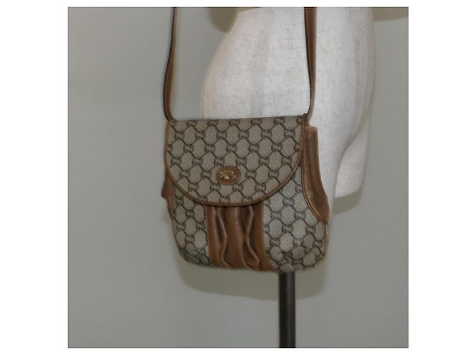 Borsa a Spalla GUCCI GG Plus Supreme in Pelle PVC Beige Oro Auth th6331 D'oro - vista 21