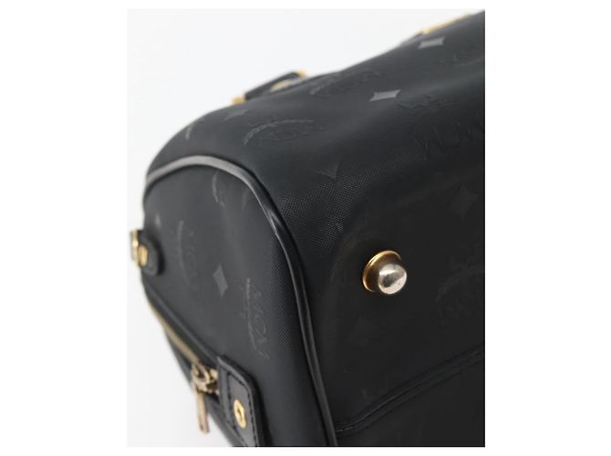 Borsa Boston MCM Logogram Vicetos PVC Nero Oro Auth am9026 D'oro - vista 14
