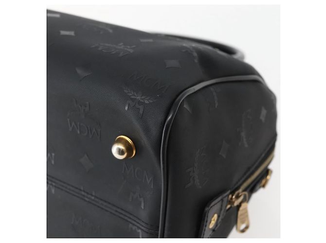 Borsa Boston MCM Logogram Vicetos PVC Nero Oro Auth am9026 D'oro - vista 15