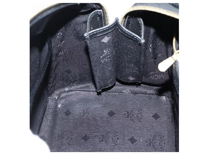 Borsa Boston MCM Logogram Vicetos PVC Nero Oro Auth am9026 D'oro - vista 18