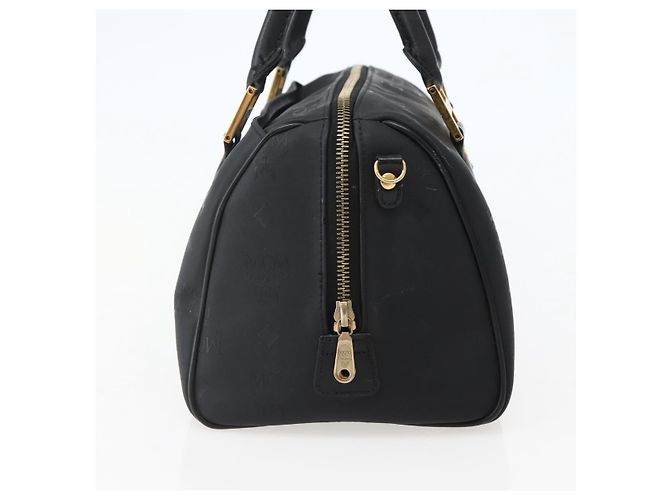 Borsa Boston MCM Logogram Vicetos PVC Nero Oro Auth am9026 D'oro - vista 3