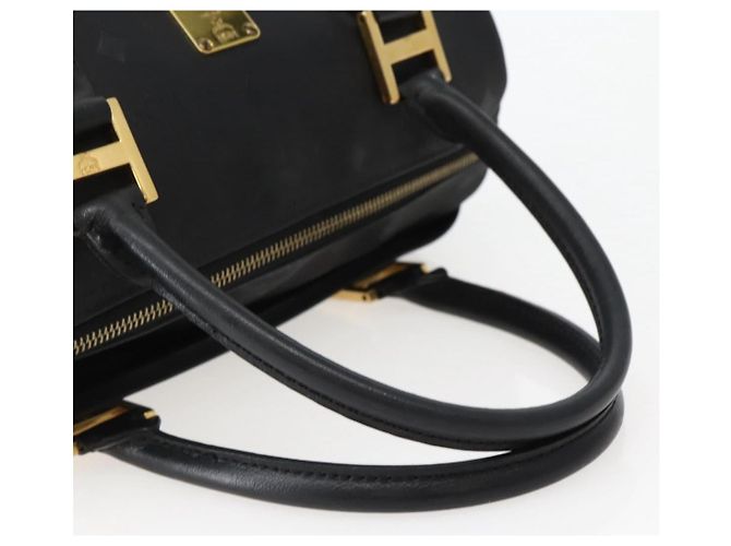 Borsa Boston MCM Logogram Vicetos PVC Nero Oro Auth am9026 D'oro - vista 7