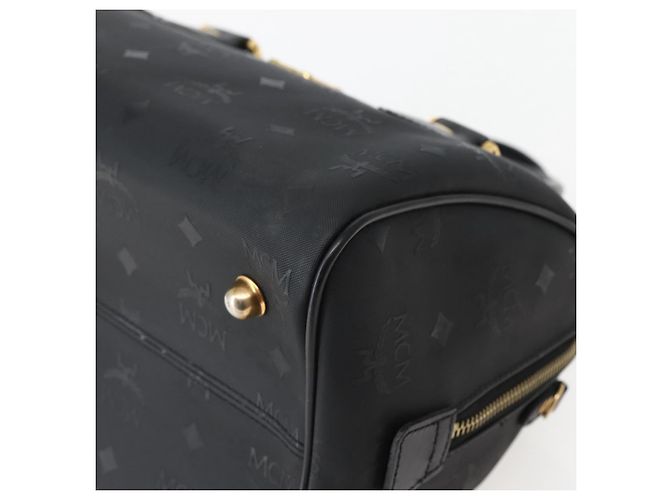 Borsa Boston MCM Logogram Vicetos PVC Nero Oro Auth am9026 D'oro - vista 9