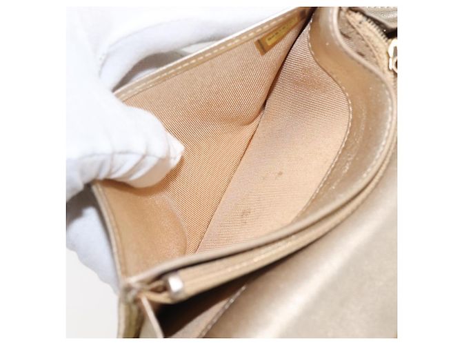CHANEL Cartera Larga Matelassé de Piel de Cordero Oro CC Auth 143008 Dorado - vista 11