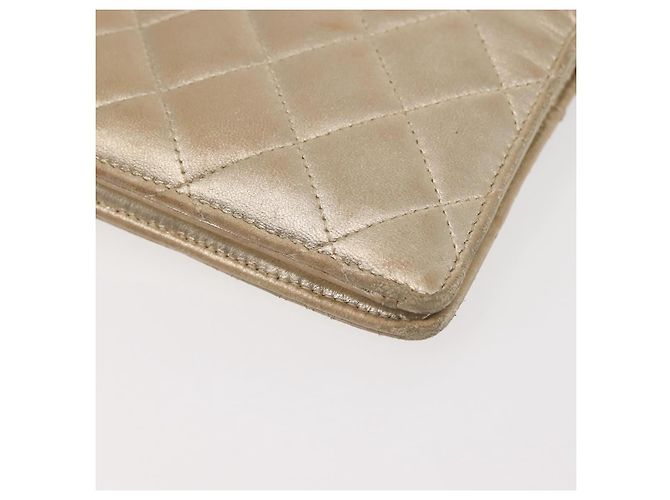 CHANEL Cartera Larga Matelassé de Piel de Cordero Oro CC Auth 143008 Dorado - vista 15