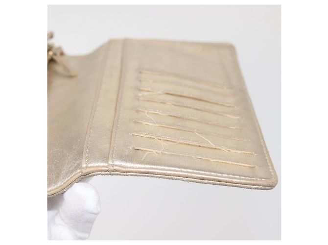 CHANEL Cartera Larga Matelassé de Piel de Cordero Oro CC Auth 143008 Dorado - vista 18