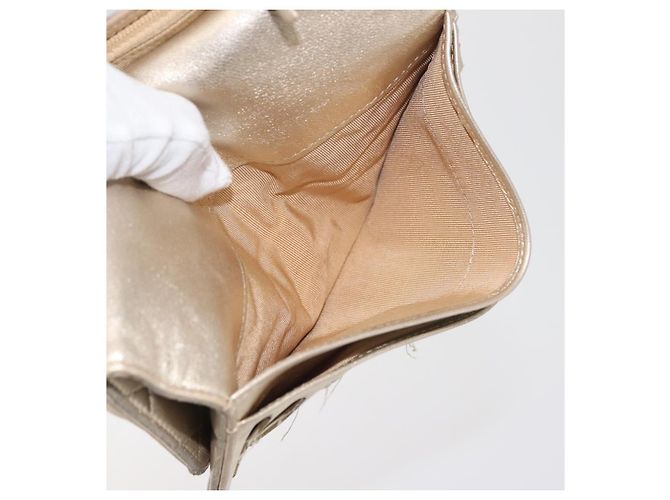 CHANEL Cartera Larga Matelassé de Piel de Cordero Oro CC Auth 143008 Dorado - vista 20