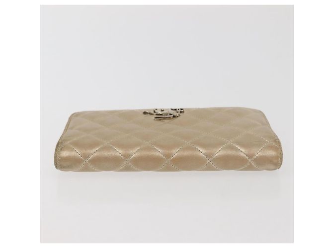 CHANEL Cartera Larga Matelassé de Piel de Cordero Oro CC Auth 143008 Dorado - vista 5