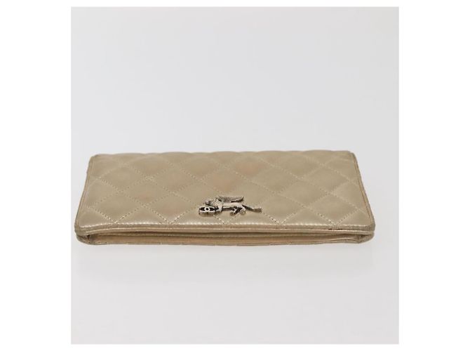 CHANEL Cartera Larga Matelassé de Piel de Cordero Oro CC Auth 143008 Dorado - vista 6