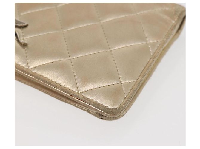 CHANEL Cartera Larga Matelassé de Piel de Cordero Oro CC Auth 143008 Dorado - vista 7