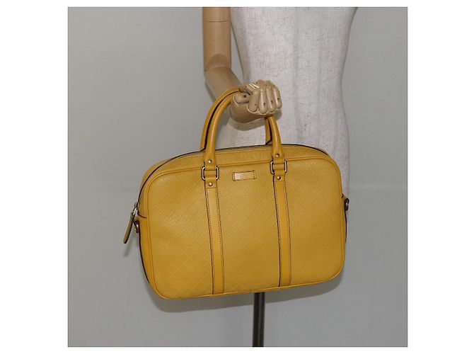 Borsa da lavoro in pelle beige e oro Diamante GUCCI 344357 Auth BA6240 D'oro - vista 23