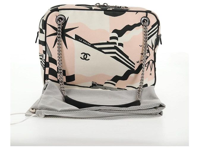 Borsa a Spalla in Tela CHANEL Chain Cruise linea Rosa Argento CC Auth 139043V - vista 12
