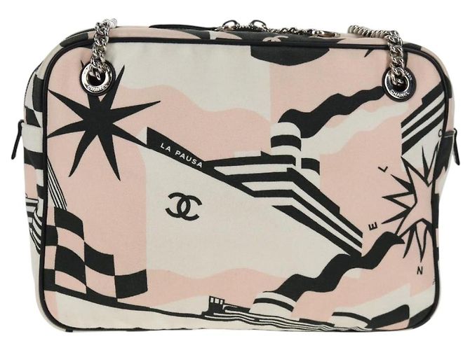 Borsa a Spalla in Tela CHANEL Chain Cruise linea Rosa Argento CC Auth 139043V - vista 13