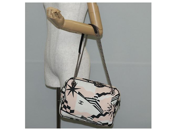 Borsa a Spalla in Tela CHANEL Chain Cruise linea Rosa Argento CC Auth 139043V - vista 26