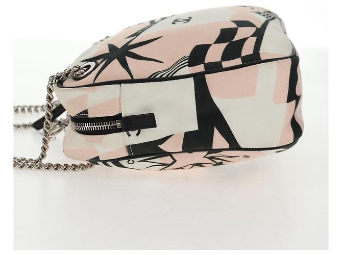 Borsa a Spalla in Tela CHANEL Chain Cruise linea Rosa Argento CC Auth 139043V - vista 3