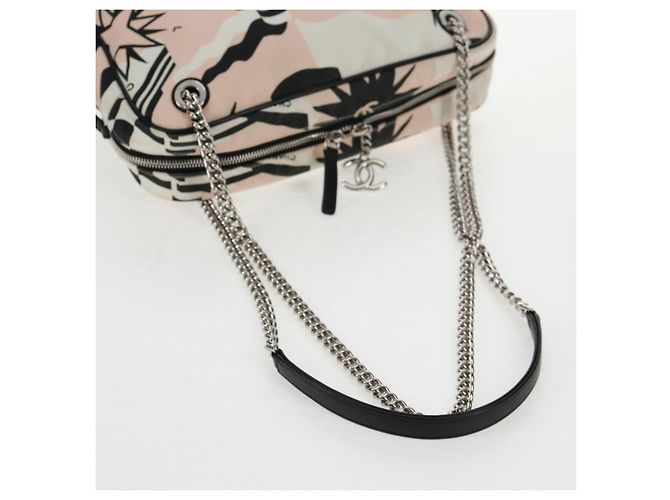 Borsa a Spalla in Tela CHANEL Chain Cruise linea Rosa Argento CC Auth 139043V - vista 7