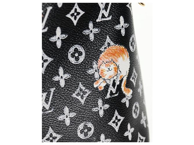 LOUIS VUITTON Catgram Alma Soup Borsa a Mano Nera M44403 LV Auth 139431SM Nero Monogramma - vista 20
