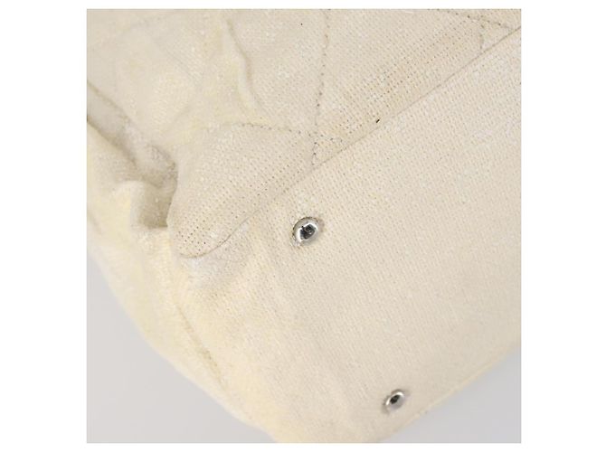 CHANEL Paris Biarritz GM Sac Tote Toile Enduite Blanc Argent CC Auth 142940 Argenté - vue 15