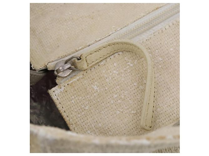 CHANEL Paris Biarritz GM Sac Tote Toile Enduite Blanc Argent CC Auth 142940 Argenté - vue 18
