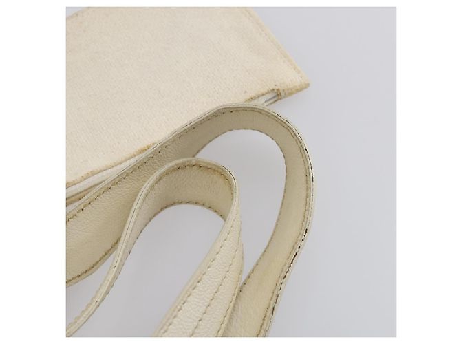 CHANEL Paris Biarritz GM Sac Tote Toile Enduite Blanc Argent CC Auth 142940 Argenté - vue 8