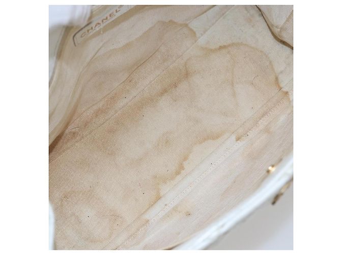 Borsa a tracolla a catena CHANEL Wild Stitch in pelle d'agnello Bianco Oro CC Auth BA6359 D'oro - vista 10