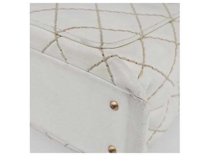 Borsa a tracolla a catena CHANEL Wild Stitch in pelle d'agnello Bianco Oro CC Auth BA6359 D'oro - vista 15
