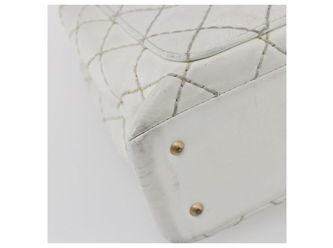 Borsa a tracolla a catena CHANEL Wild Stitch in pelle d'agnello Bianco Oro CC Auth BA6359 D'oro - vista 16