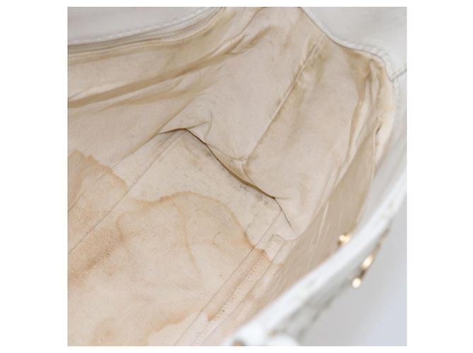 Borsa a tracolla a catena CHANEL Wild Stitch in pelle d'agnello Bianco Oro CC Auth BA6359 D'oro - vista 19