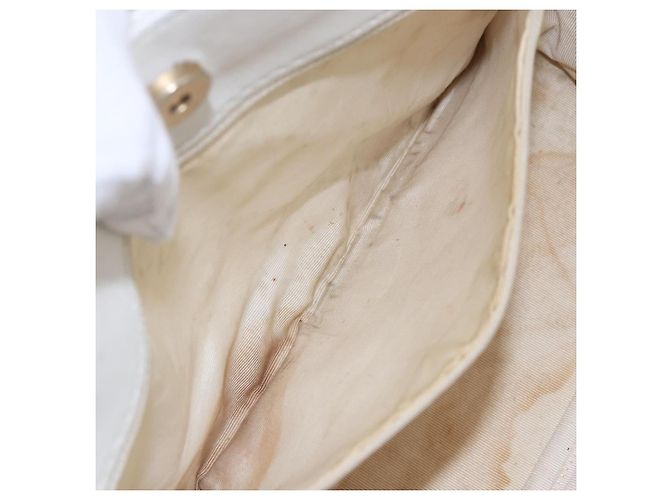Borsa a tracolla a catena CHANEL Wild Stitch in pelle d'agnello Bianco Oro CC Auth BA6359 D'oro - vista 21