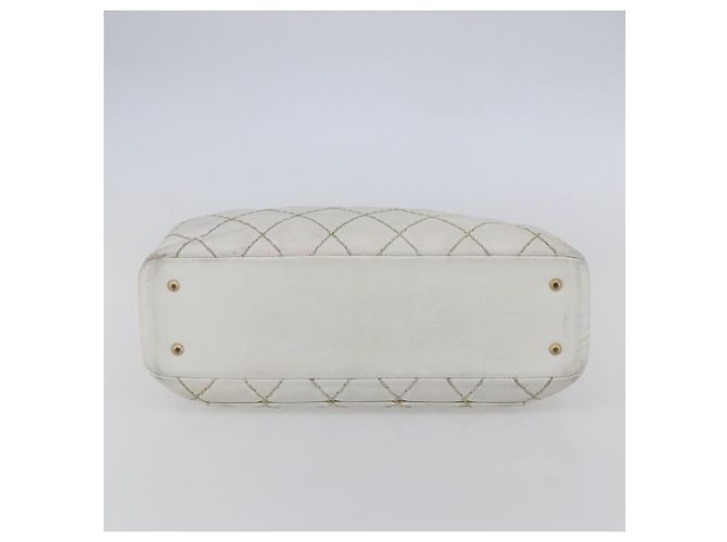 Borsa a tracolla a catena CHANEL Wild Stitch in pelle d'agnello Bianco Oro CC Auth BA6359 D'oro - vista 5