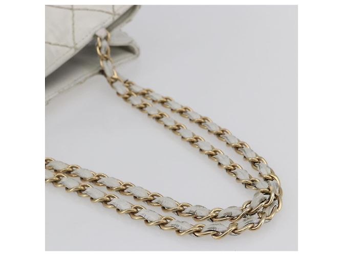 Borsa a tracolla a catena CHANEL Wild Stitch in pelle d'agnello Bianco Oro CC Auth BA6359 D'oro - vista 7
