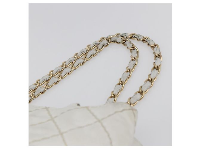Borsa a tracolla a catena CHANEL Wild Stitch in pelle d'agnello Bianco Oro CC Auth BA6359 D'oro - vista 8