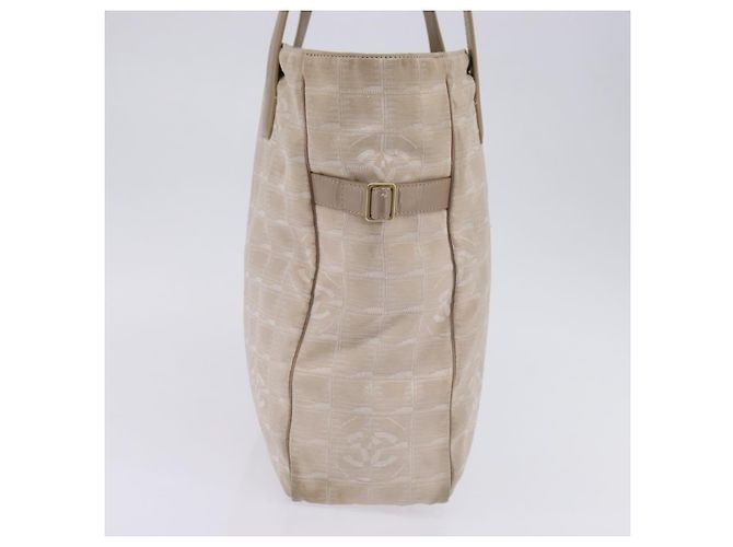 CHANEL Nuova Borsa Tote da Viaggio Nylon Beige Oro CC Auth 143978 D'oro - vista 3