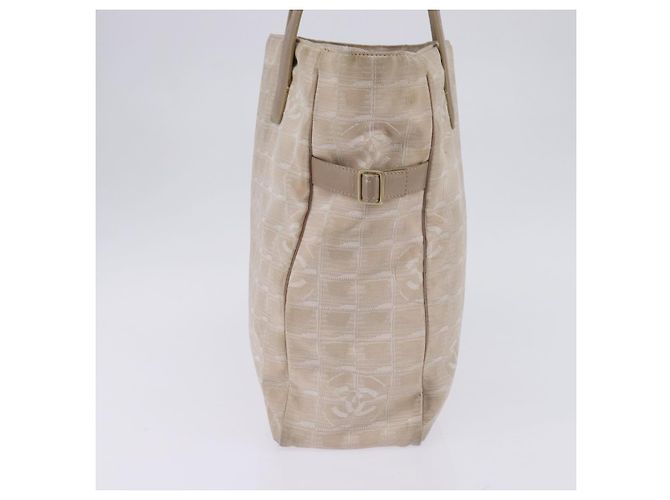CHANEL Nuova Borsa Tote da Viaggio Nylon Beige Oro CC Auth 143978 D'oro - vista 4