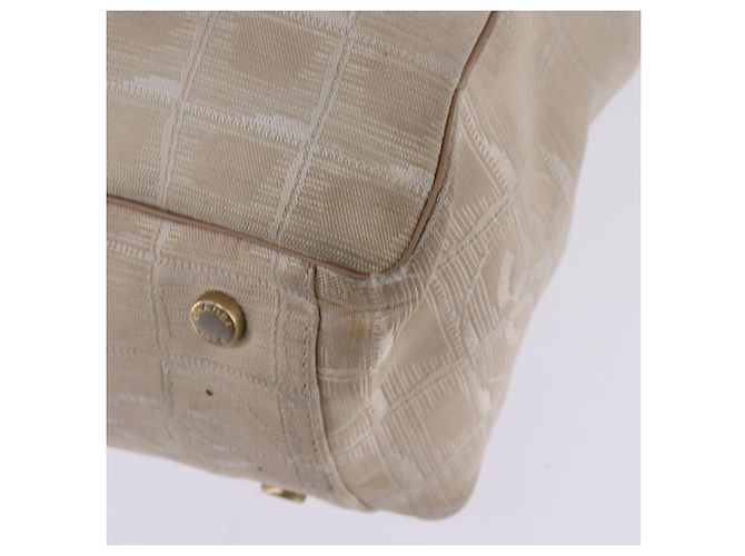 CHANEL Nuova Borsa Tote da Viaggio Nylon Beige Oro CC Auth 143978 D'oro - vista 9