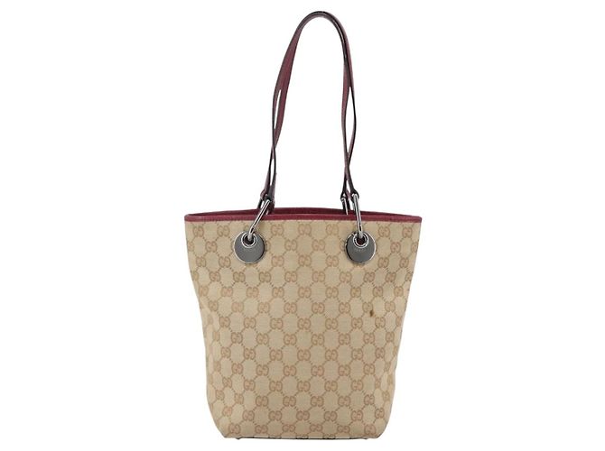 Sac fourre-tout en toile GG Gucci Beige Argent 120840 Auth BA6338 Argenté - vue 2