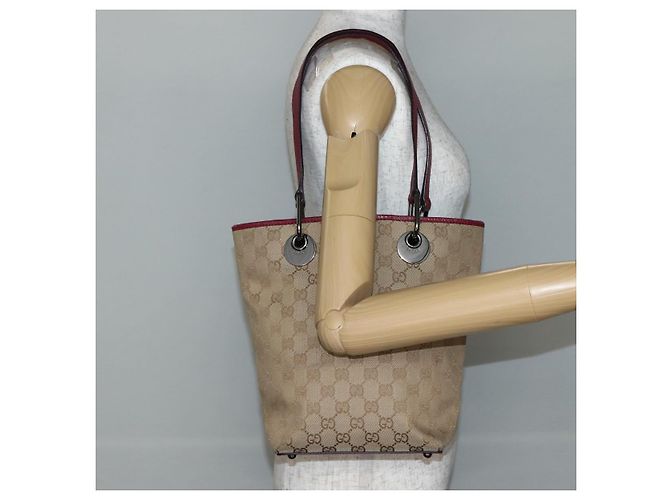 Sac fourre-tout en toile GG Gucci Beige Argent 120840 Auth BA6338 Argenté - vue 21