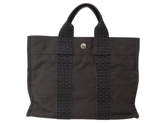 Hermès HERMES Borsa a Mano Her Line PM Tela Grigia Argento Auth 143972 Marrone - vista 13