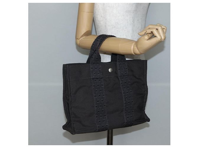 Hermès HERMES Borsa a Mano Her Line PM Tela Grigia Argento Auth 143972 Marrone - vista 19