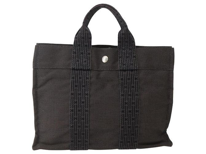 Hermès HERMES Borsa a Mano Her Line PM Tela Grigia Argento Auth 143972 Marrone - vista 2