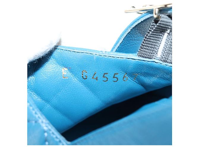CHANEL Sandali con Tacco Matelassé in Pelle Blu CC Auth 139286M - vista 20