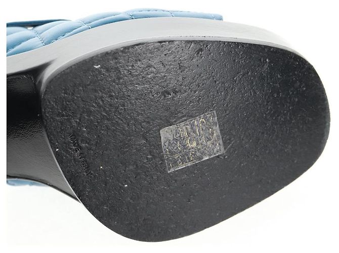 CHANEL Sandali con Tacco Matelassé in Pelle Blu CC Auth 139286M - vista 7