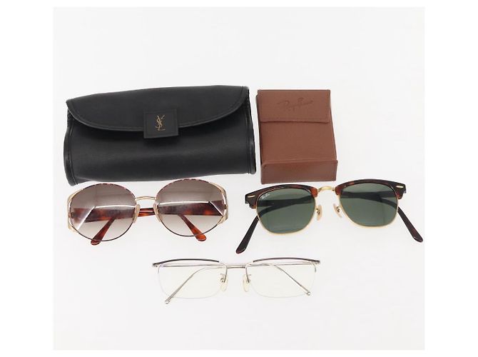 Occhiali da sole Ray-Ban Saint Laurent PRADA plastica metallo 3Set Marrone Auth 143377 - vista 25