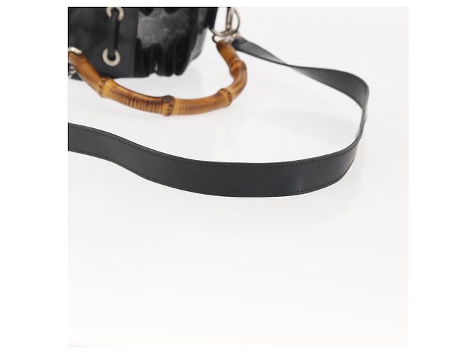 Borsa a mano in nylon Gucci Bamboo 2 in 1 nera argento autentica BA5354 Nero - vista 10