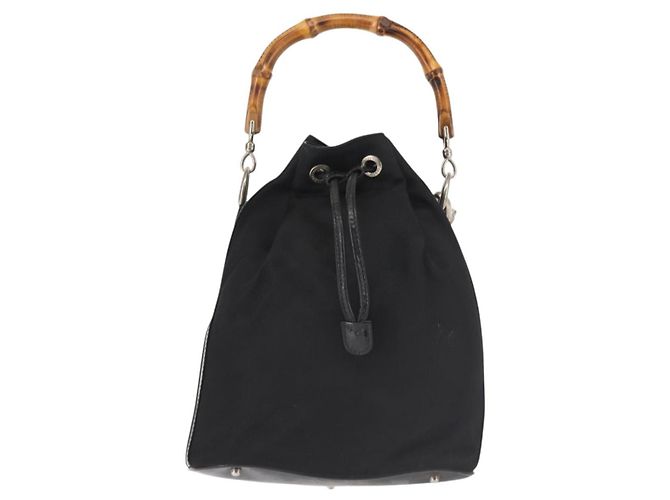 Borsa a mano in nylon Gucci Bamboo 2 in 1 nera argento autentica BA5354 Nero - vista 13