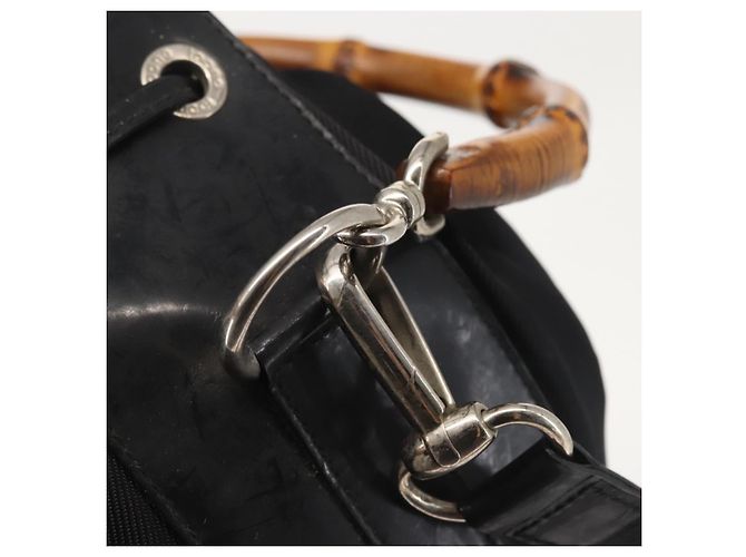 Borsa a mano in nylon Gucci Bamboo 2 in 1 nera argento autentica BA5354 Nero - vista 22